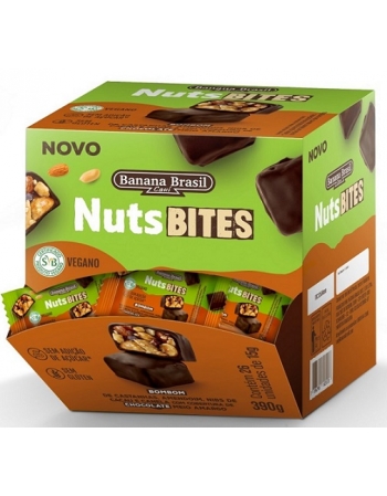 NutsBites Castanha Amendoim Nibs Canela Vegano - BananaBrasil- 26X15g