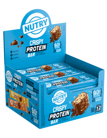 Barra de Proteína Crispy Cookies and Cream - Nutry - 12 x 30g