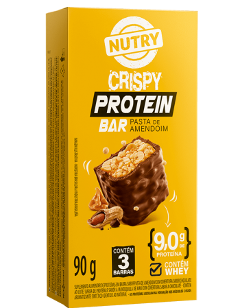 Barra de Proteína Crispy Pasta de Amendoim - Nutry - 3 x 30g