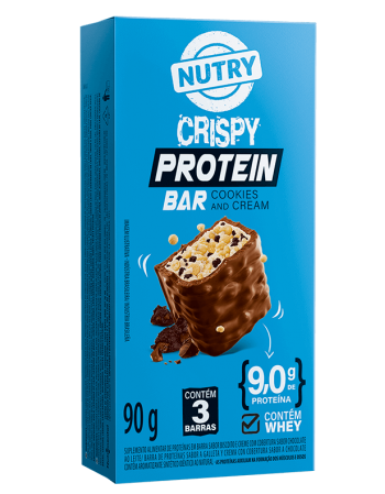 Barra De Proteína Crispy Cookies And Cream - Nutry - 3 X 30g