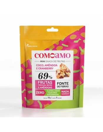 Snack Mini Coco, Amêndoas e Cranberry - ComoAmo - Pouch 56g
