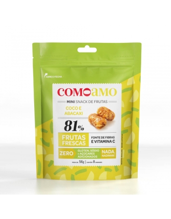 Snack Mini Coco e Abacaxi - ComoAmo - Pouch 56g