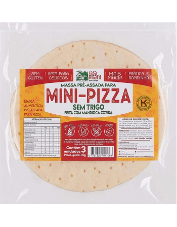 Massa pré-assada para Mini Pizza Sem Trigo - Casa Rigani - pacote 210g - feita de mandioca cozida