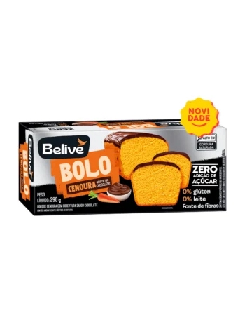 Bolo de Cenoura com Cobertura de Chocolate Zero Açúcar - Belive - 290g