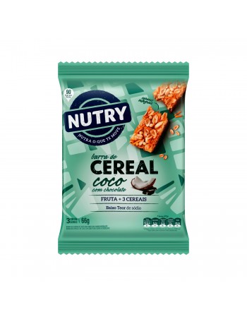 Barra De Cereais Nutry Coco E Chocolate - Nutrimental - Caixeta Com 3 Unidades De 22G