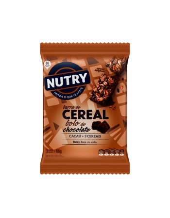 Barra De Cereais Nutry Bolo De Chocolate - Nutrimental - Caixeta Com 3 Unidades De 22G