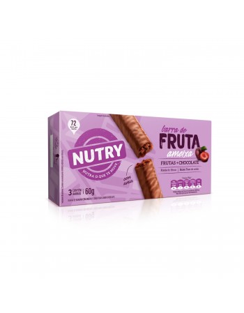 Barra De Frutas Nutry Ameixa E Chocolate - Nutrimental - Caixeta Com 3 Unidades De 20G
