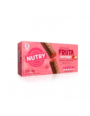 Barra De Frutas Nutry Morango E Chocolate - Nutrimental - Caixeta Com 3 Unidades De 20G