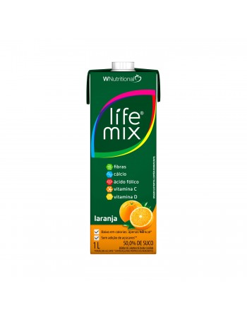 SUCO BAIXA CALORIA LARANJA 50% SUCO INTEGRAL - LIFE MIX - 1 LITRO