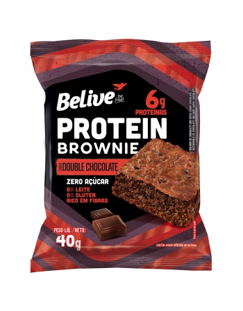 Brownie Double Chocolate Protein Zero Açúcar - Belive - Display 10 x 40g